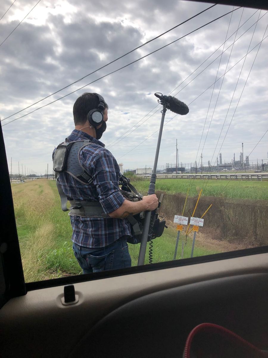 Production sound work on location